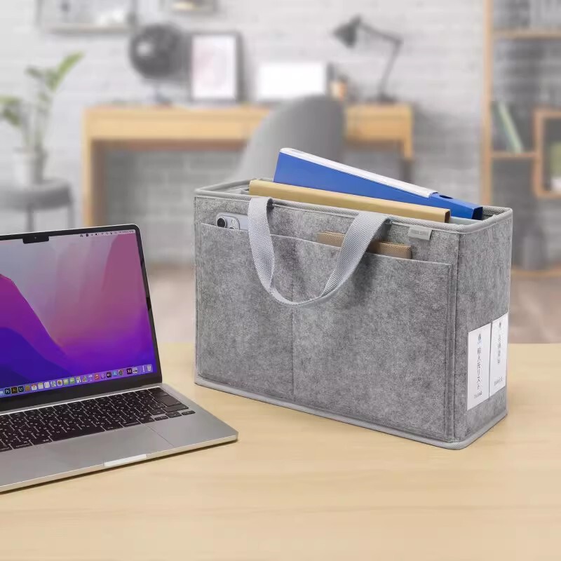 Roostand Felt Laptop Bag 15.6 Inch Portable Multifunctional Mobile Business Office Storage Bag Large Opening Flap Style Portable Three-Dimensional Simple Handbag for Work and Commuting