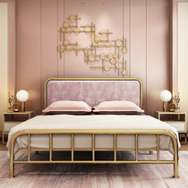 Iron bed ins net red princess bed sheet double 1 5 1 8 meters modern minimalist golden Nordic light luxury steel frame bed