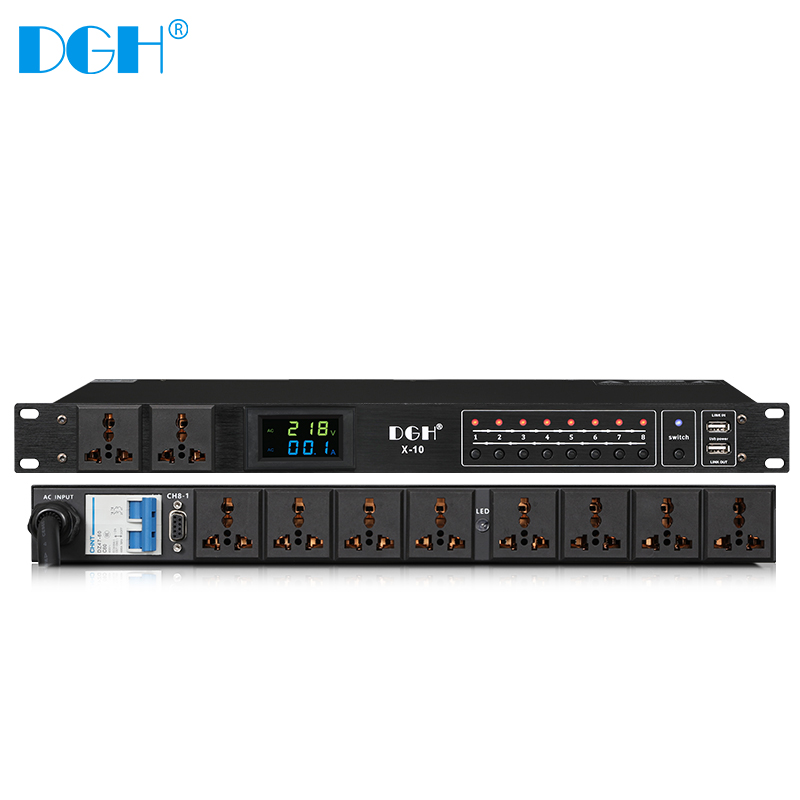 DGH professional 10-way power sequencer 8-way manager sequence controller air switch with filter A-10