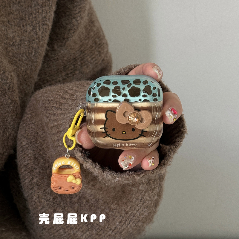 Retro Semi-Transparent Contrasting Color Leopard Print Cat Suitable for AirPods Protective Case Pro Protective Case Airpods3 Headphone Case Apple Airpods2 Second Generation Third Generation Bluetooth Soft Case