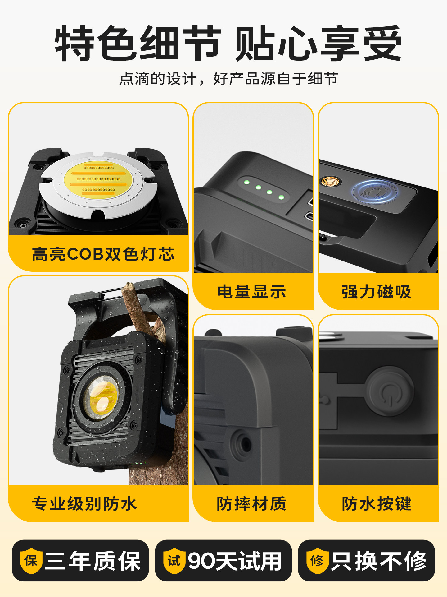 Wenwei Multifunctional Camping Lamp Rechargeable Outdoor Waterproof Magnetic Super Bright Tent Lighting Hanging Lamp Long-Lasting Camping Lamp