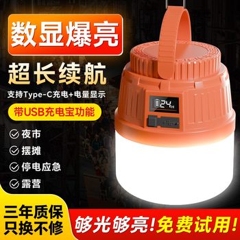 Outdoor Ultra-Bright Rechargeable Lighting Camping Stall Night Market Lamp Ultra-Long Battery Life Large Capacity Power Outage Emergency Household Light Bulb