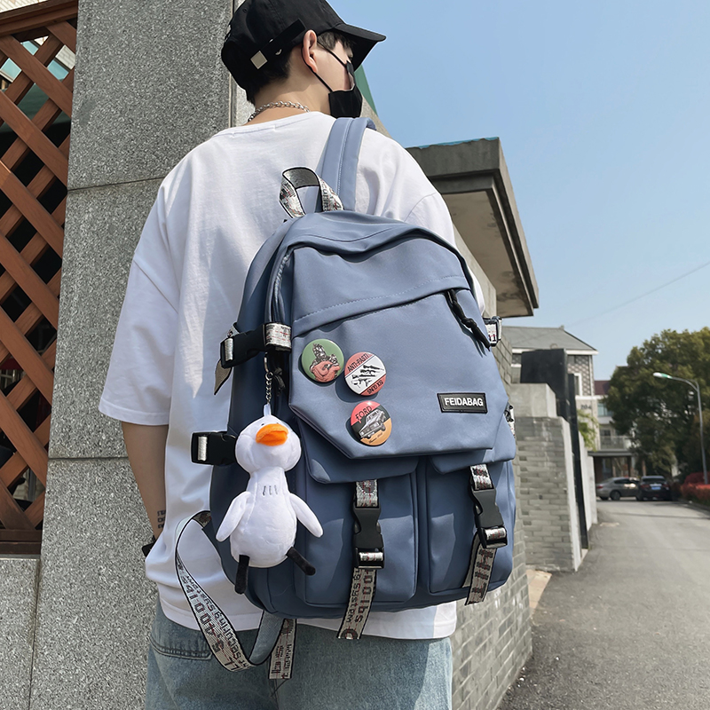 School Bag Men's Han Edition College Students High School Students Big Capacity Junior High School Student Trend Post-Shoulder Bag Women's Ins Computer Package