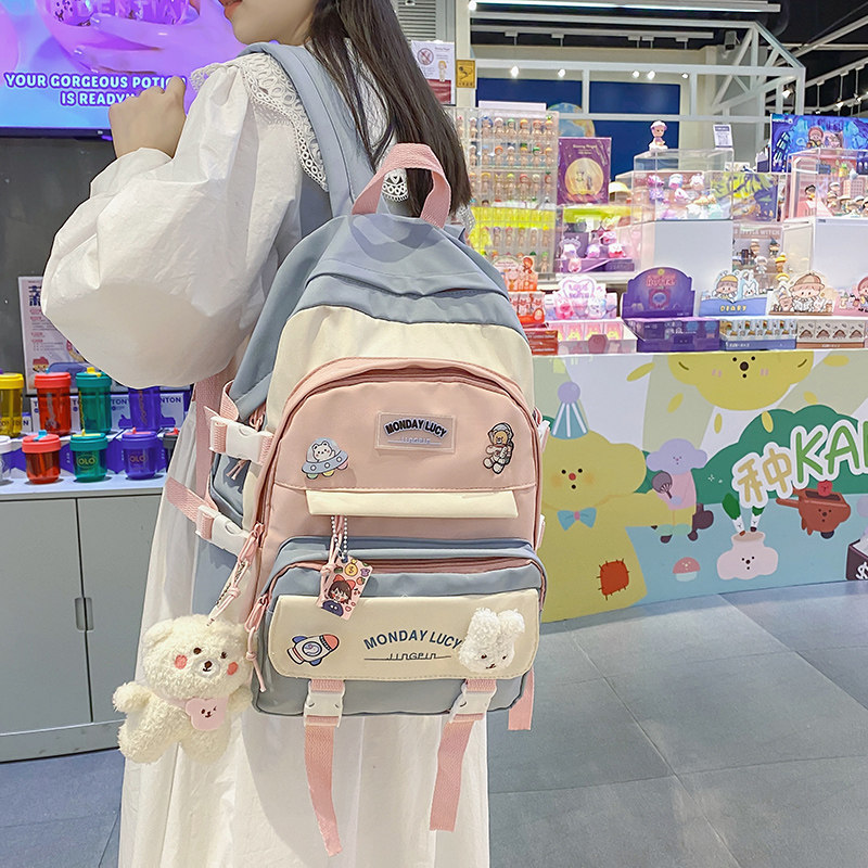 School Bag Girls Junior High School Students Elementary School Students Three To Sixth Grade High School Summer College Students Double Shoulder Bag Child-to-Shoulder Bag