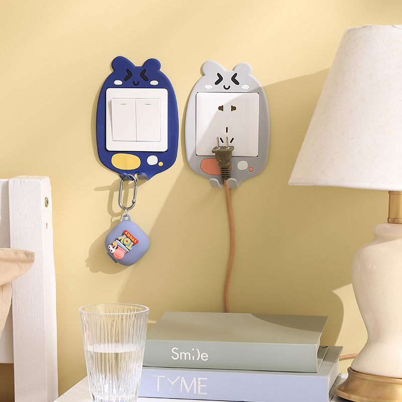 Creative silicone switch sticker with hook cute cartoon home switch protective cover switch sticker decorative wall sticker socket