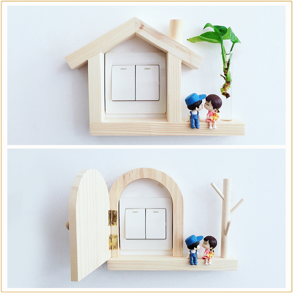 Log Switch Patch Decoration Wall Patch Electric Light Switch Protective Sleeve Creative flower arrangement Hanging Key Socket Panel Frame Border