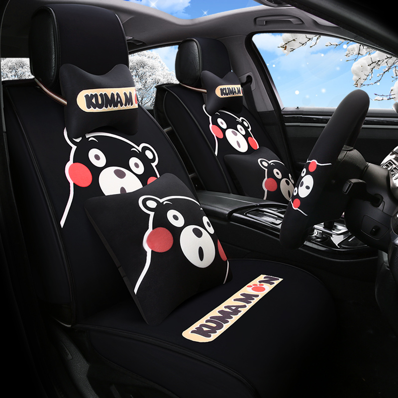 Car Seat Cushion Cartoon All-Inclusive Seat Cover Winter Short Plush Warmth For Golf Honda Corolla Fokker