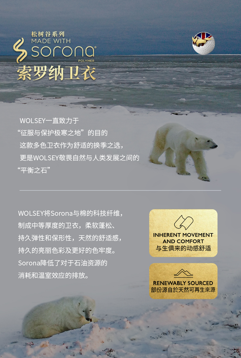 英国皇室认证品牌 Wolsey 松树谷系列 SORONA连帽衫 图3