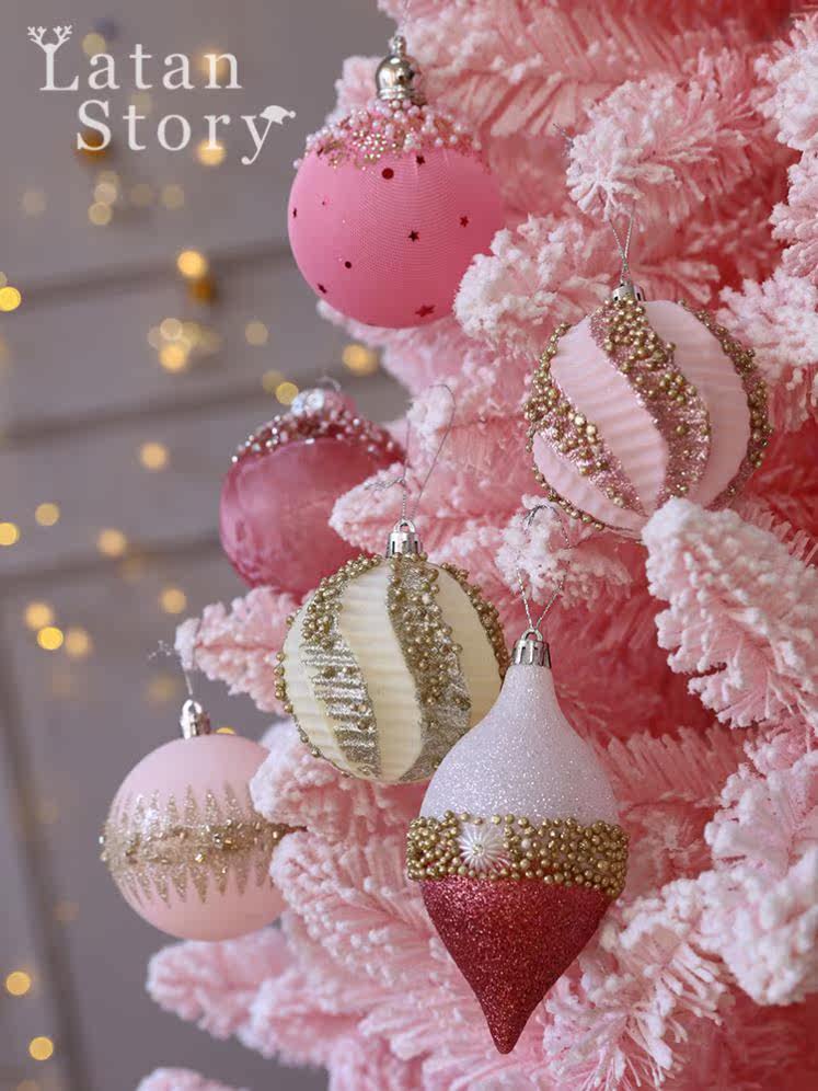 Christmas Tree Pendant Suit Pink Jersey Christmas Ball Decoration Hanging Accessories Festival Arrangement Accessories Dress Special for the Festive Season