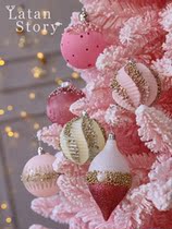 Christmas tree pendants suit pink Christmas balls decoration hanging decoration festive arrangement items dress with special coloured ball props