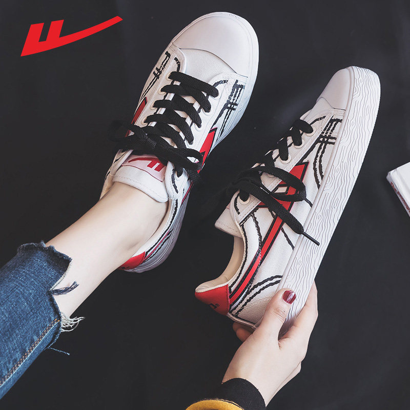 Pull back hand-painted canvas shoes women's graffiti burst shoes peach ripe casual wild ins couple small white board shoes women