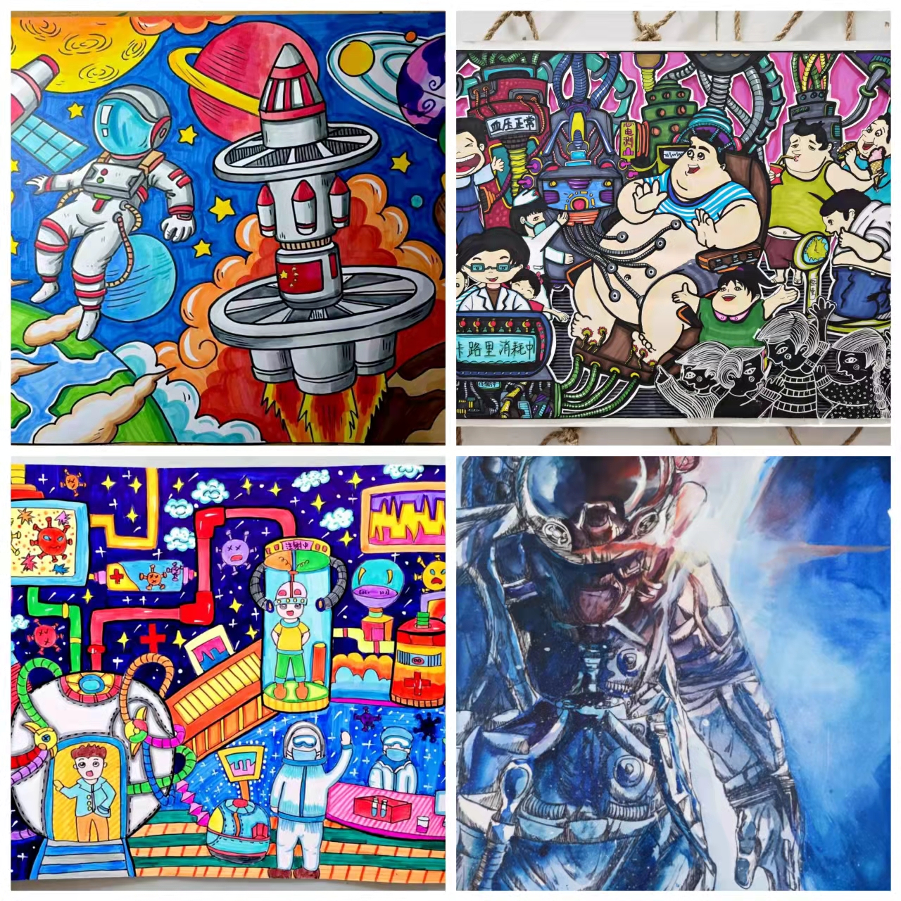 Pure hand-painted painting professional original environmental protection epidemic prevention sci-fi painting children's painting peace poster hand-painted original