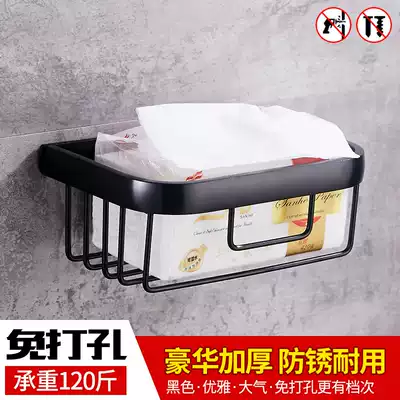 Punch-free toilet tissue box dressing room rack black tissue tray bathroom toilet paper drum toilet paper roll toilet paper holder