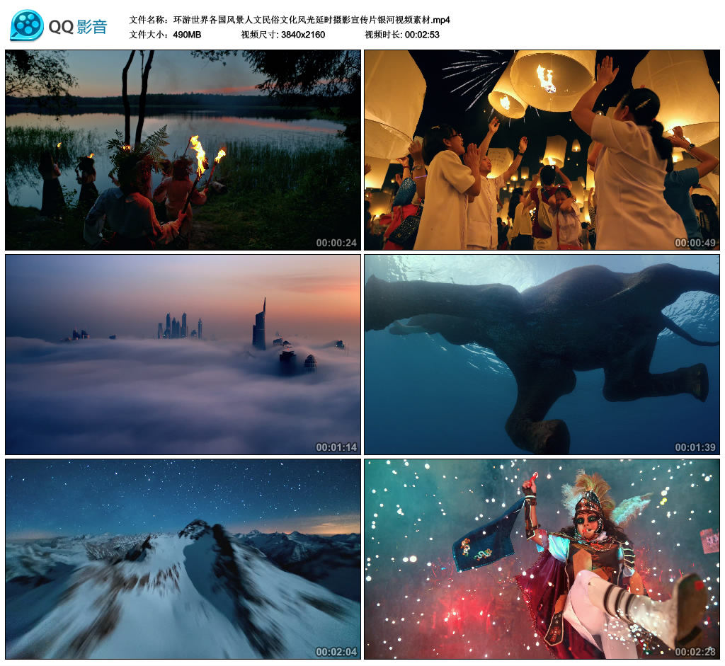 Ring Tours World Countries Scenery Humanities Folk Culture Scenery Time-lapse Photography Promotional Film Galaxy Video Material-Taobao