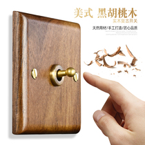 Xilens American black walnut solid wood retro lever switch socket American antique hotel open double control switch