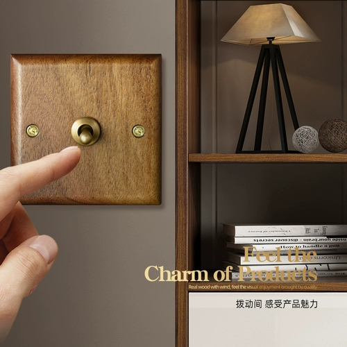 Переключатель, латунная ретро световая панель из натурального дерева, в американском стиле