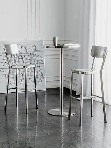 Norchair net Red Simplicity Современная нержавеющая сталь Высокий стул Nordic Home Bar Bar Bar High Stool обратно