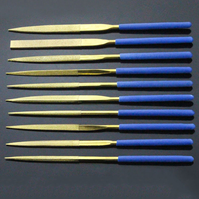 Guheng diamond file Diamond set Flat small contusion knife Round triangle file Emery titanium plated file