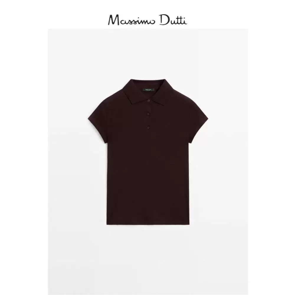 Плотный красный хлопковый поло, американский стиль, узкий крой