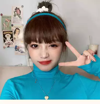 lisa The same Liuhai wig female net celebrity French comic Liuhai natural simulation one knife Qi Liuhai piece fake head curtain