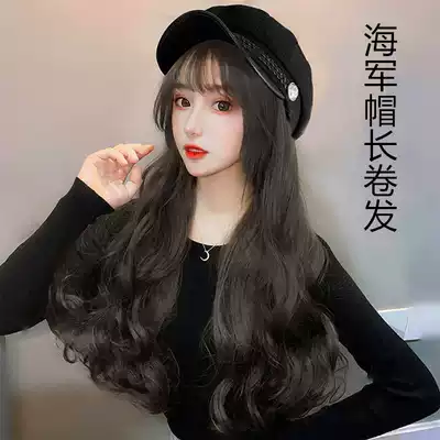 Wig female long hair net Red Sea army hat Wig one-piece female fashion long curly hair big waves autumn and winter full headgear