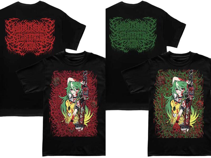 Yandere Chainsaw Factory Chainsaw Sauce Brutal Death Metal Band Official T-Shirt Bloody Girl