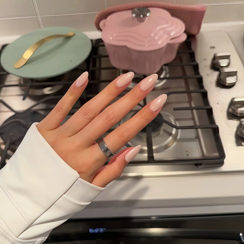 Rubber Powder Handmade Manicure Wearable Nails Mid-Length 2026 New Style High-End Whitening Pure Color Fake Nail Patches
