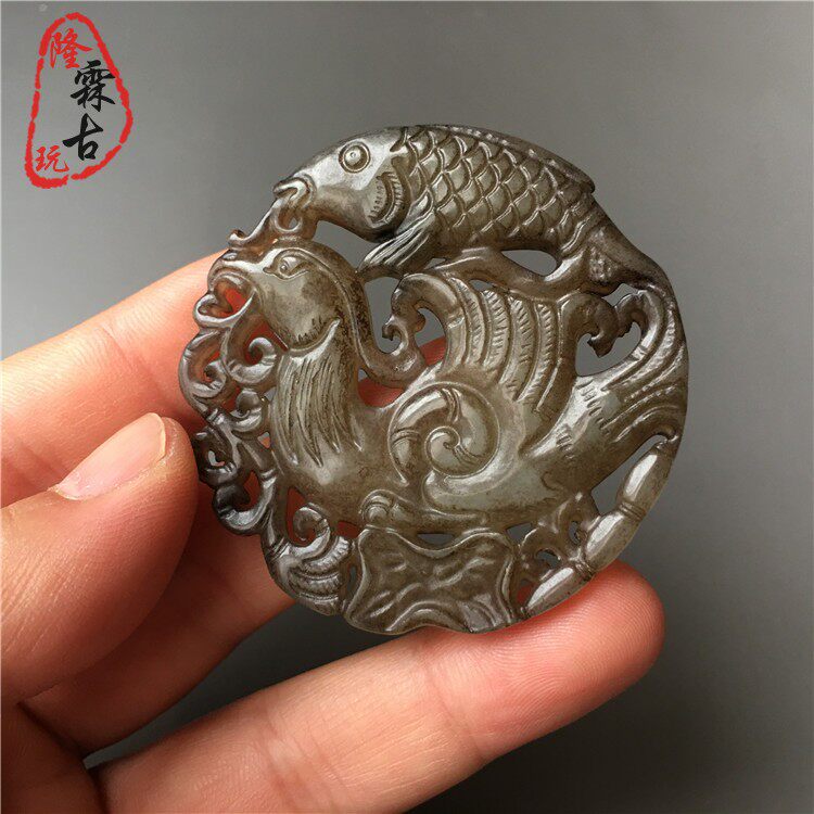 Украшения на шею 天然正品岫玉做旧抓住机遇吊坠复古老玉把件古玩饰品玉坠挂件车挂