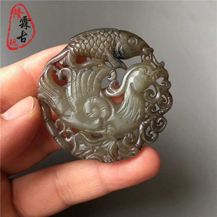 Украшения на шею 天然正品岫玉做旧抓住机遇吊坠复古老玉把件古玩饰品玉坠挂件车挂