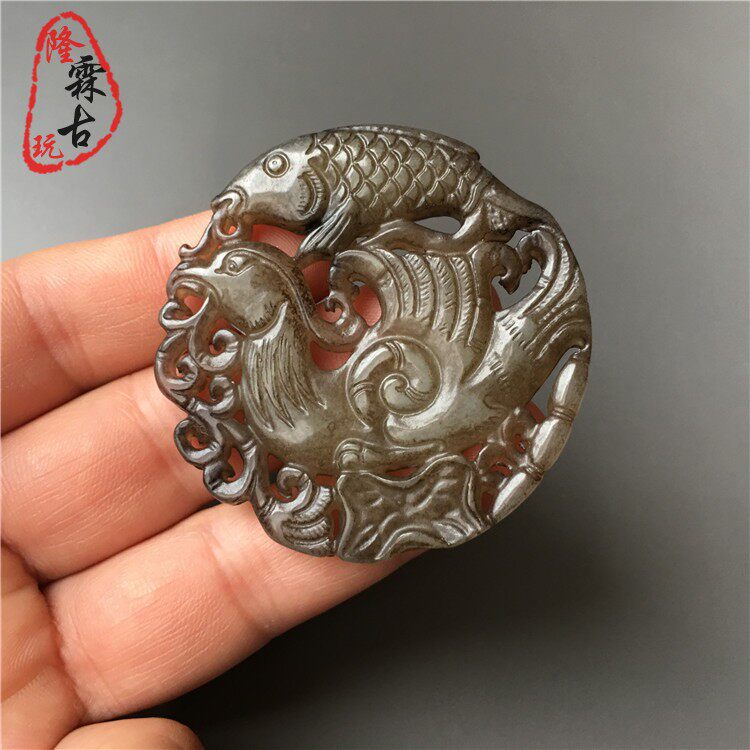 Украшения на шею 天然正品岫玉做旧抓住机遇吊坠复古老玉把件古玩饰品玉坠挂件车挂