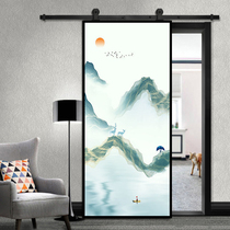 New map barn door Bathroom Kitchen Nordic carving warehouse Valley door bedroom hanging rail door sliding door custom