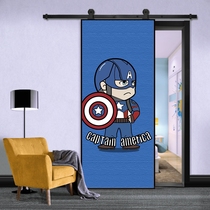 Barn door color carving Nordic cartoon mural door warehouse Valley door wooden door kitchen custom bedroom toilet sliding door