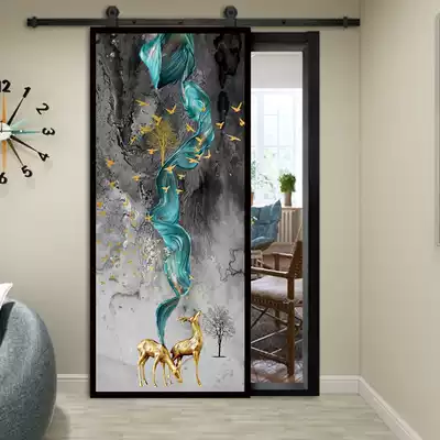 Custom color carving door Barn door Nordic warehouse valley door Aluminum alloy glass door sliding door Bedroom kitchen toilet sliding door