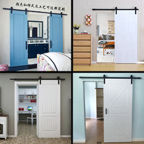 Customized barn door hanging rail door painted solid wood door toilet sliding door bedroom kitchen sliding door sliding door warehouse Valley door