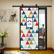 HD color carved door barn door custom toilet sliding door bedroom moving door partition hanging rail Nordic invisible wooden door