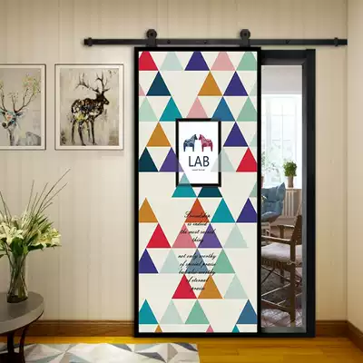 HD color carved door barn door custom dressing room sliding door bedroom sliding door partition crane Nordic invisible wooden door