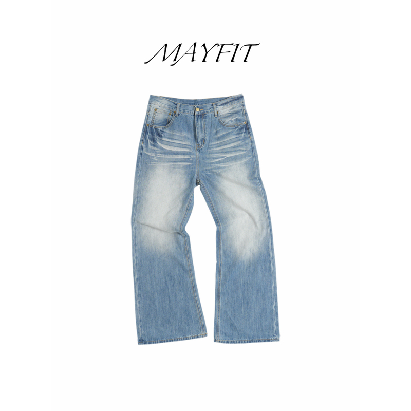 Mayfit Original Innovative Fabric Blend of Linen, Lyocell, and Cotton Jeans with A-Line Straight Fit and Whiskered Finish Mayfit Original Innovative Fabric Blend of Linen, Lyocell, and Cotton Jeans with A-Line Straight Fit and Whiskered Finish