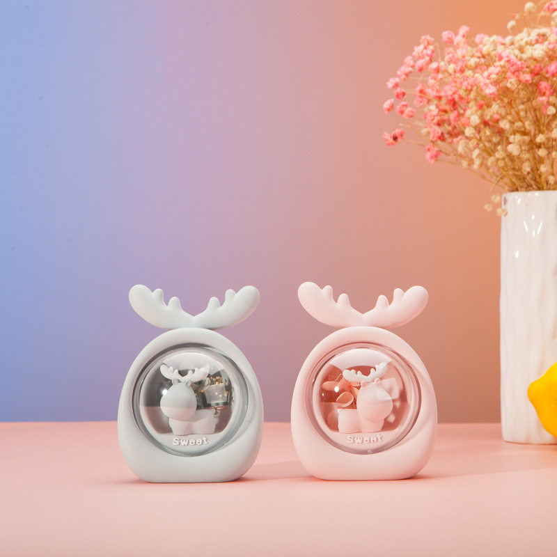 Creative cute deer has you Star lamps Cartoon resin girl heart ins night light Bed lamp ornaments