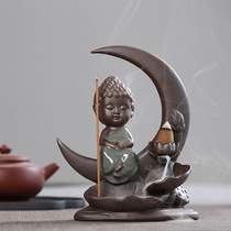 Reverse aromatherapy creative ornaments creative ceramic kiln lotus flower stream smoke Zen Tower Shen Tan household decoration ornaments