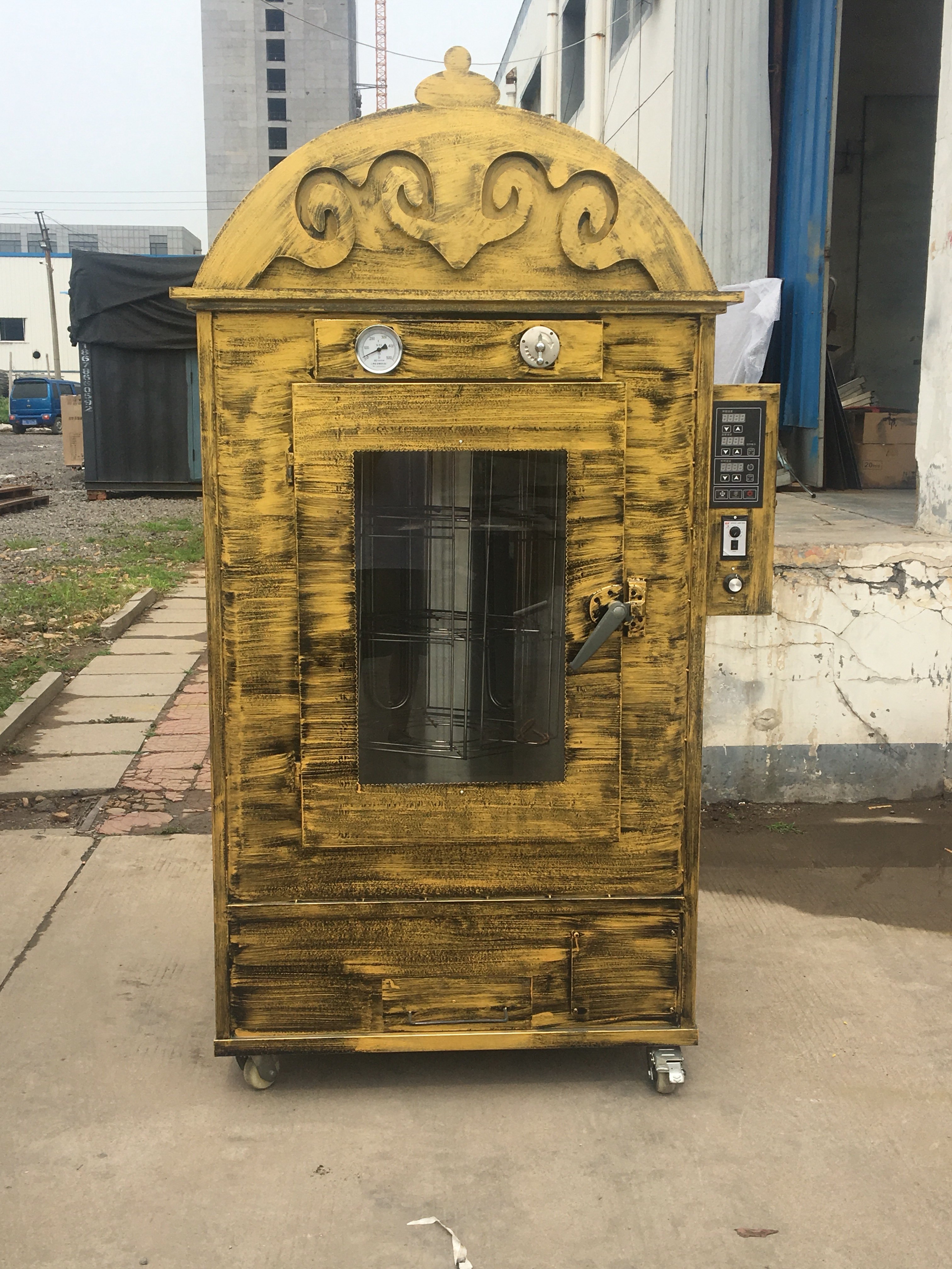 Vertical retro color charcoal electric baking whole sheep stove Commercial automatic customization