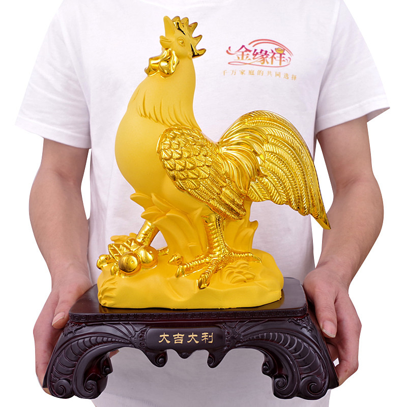 Chicken Pendulum Pieces Golden Chicken Feng Shui Peach Blossom Foodie Rooster Craft Gift Pendulum decoration Anti-wedding Creative Home Living Room Genguan Decoration