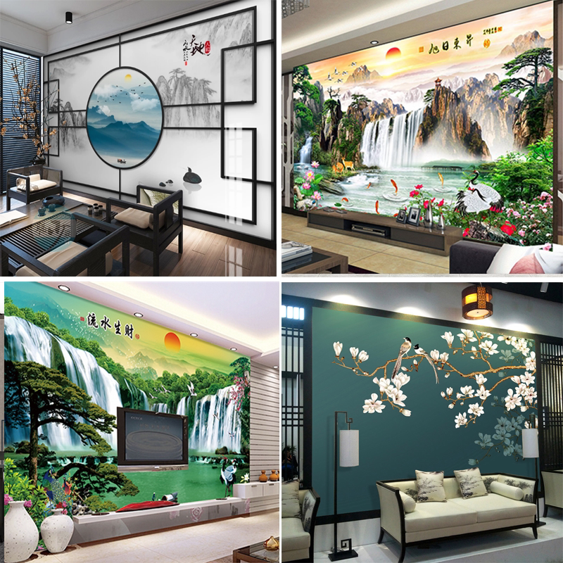 3D three-dimensional Chinese-style home and TV background wall integrated board wall living room modern minimalist bamboo and wood fiberboard painting customization