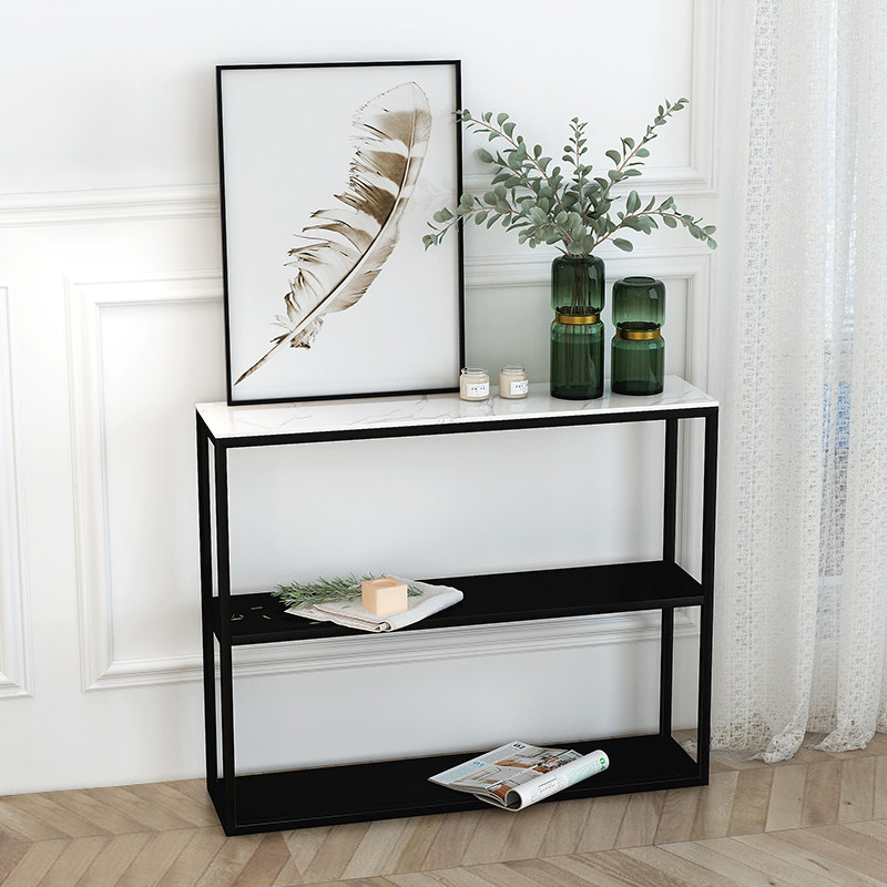 Modern minimalist wrought iron rack against the wall narrow table double-layer bookshelf floor-to-ceiling narrow case sofa rear porch rack