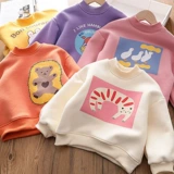 Флисовая мультяшная зимняя детская утепленная бархатная демисезонная толстовка для девочек, высокий воротник, в западном стиле