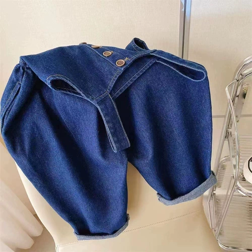 Джинсовый комбинезон, детская осенняя рубашка для девочек, весенний осенний комплект, популярно в интернете