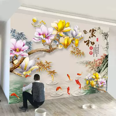 8d mural TV background wall wallpaper 5d living room water fish decoration film and television wallpaper modern simple 3d atmospheric wall cloth