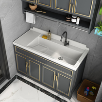 Space aluminum integrated balcony washing machine cabinet with washboard basin cabinet combination washing machine companion bathroom cabinet large basin