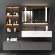 Rock plate one-body basin bathroom cabinet combination Nordic light luxury smart washbasin pool modern simple toilet wash table