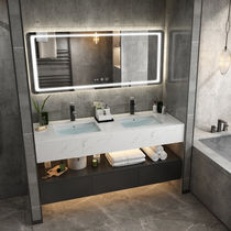 Nordic smart bathroom cabinet combination marble countertop toilet wash table double basin wash hand wash basin cabinet