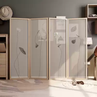 New Chinese screen partition living room entrance modern simple bedroom shelter home solid wood removable folding screen